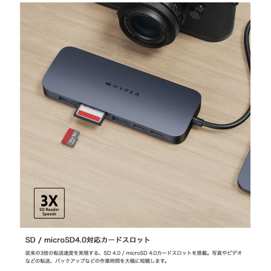 HYPER++ HyperDrive Next 10 Port USB-C ハブ PD対応 急速充電 4K60Hz HDMI USB3.2 USB-A microSD / SD4.0 HP-HD4005GL ネコポス不可｜ec-kitcut｜07