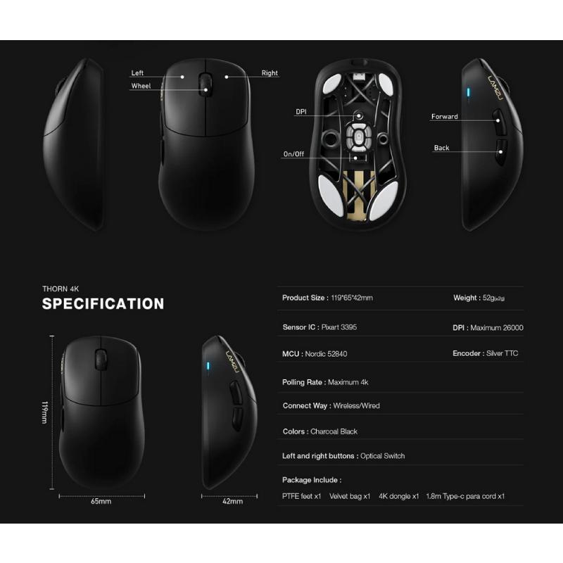 LAMZU Thorn 4K 4K Dongle Included LAMZU-00009-CBLK USBドングル付属 