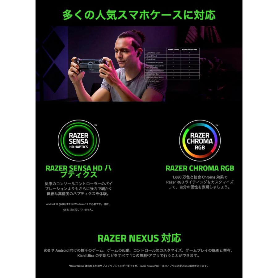 Razer レーザー Kishi Ultra タブレット対応 モバイルゲーミングコントローラー RZ06-05070100-R3M1 | Razer | 04