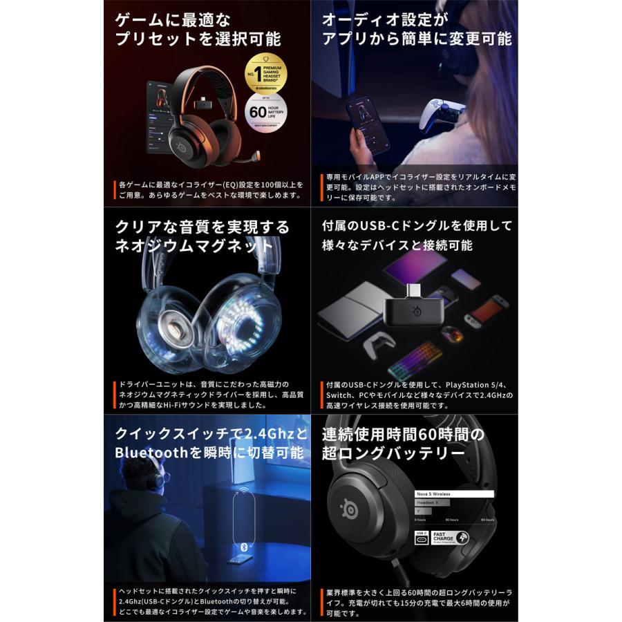 ヘッドホン SteelSeries Arctis Nova 5P Wireless Arctis Nova 5P Wireless - White