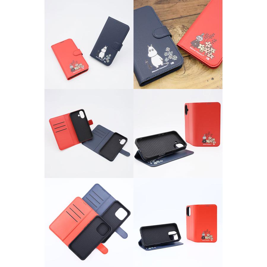 ingrem イングレム iPhone 16 ムーミン 衝撃吸収 マグネットベルト シンプル 手帳型レザーケース ムーミンとお花 | ingrem | 01