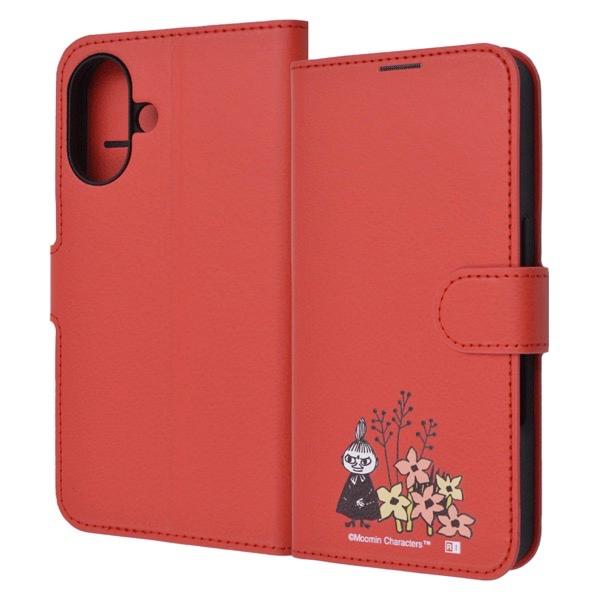 ingrem イングレム iPhone 16 ムーミン 衝撃吸収 マグネットベルト シンプル 手帳型レザーケース リトルミイとお花_3 | ingrem