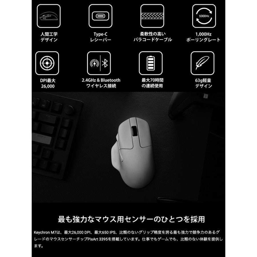 Keychron M7 ワイヤレスマウス M7-A3 ホワイト