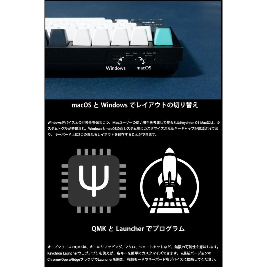 Keychron Q6 Max QMK/VIA シェルホワイト Mac日本語配列 Gateron Keychron Q6 Max QMK/VIA シェルホワイト Mac日本語配列 Gateron