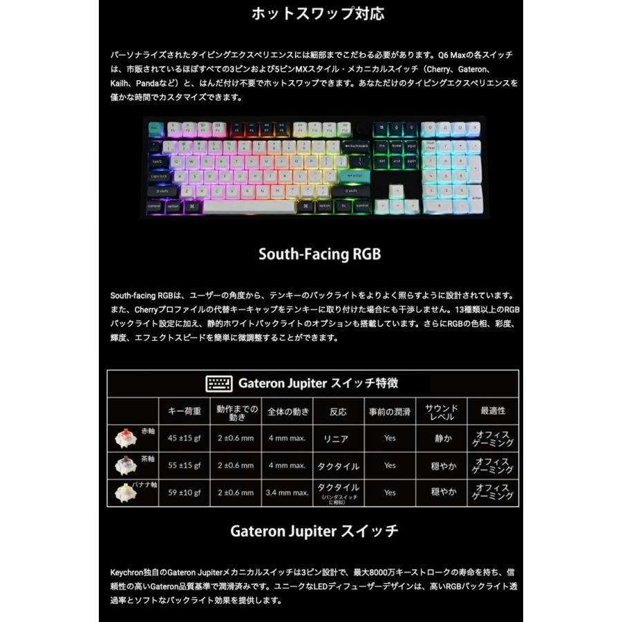 Keychron Q6 Max QMK/VIA シェルホワイト Mac日本語配列 Gateron Keychron Q6 Max QMK/VIA シェルホワイト Mac日本語配列 Gateron