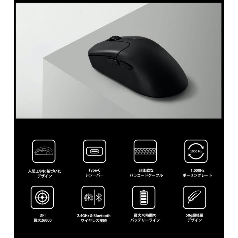 Keychron M2 Mini ワイヤレスマウス ワイヤレスマウス 有線 / Bluetooth 5.1 / 2.4GHz 対応 USB A / Type-C レシーバー付属 ブラック