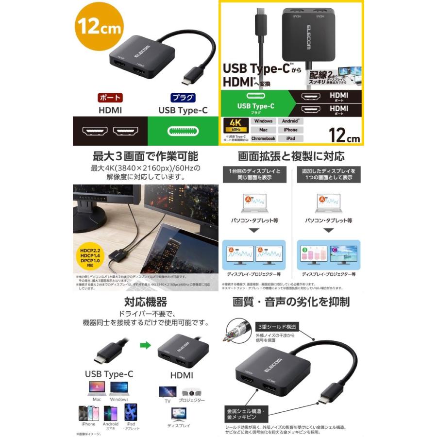 ELECOM（エレコム） ELECOM Type-C映像変換アダプタ TypeC-HDMI x2