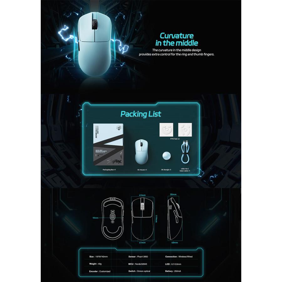SCYROX V6 2.4GHz ワイヤレス 両対応 8K対応 40g Pixart 3950 SCYROX V6 2.4GHz ワイヤレス 両対応 8K対応 40g Pixart 3950