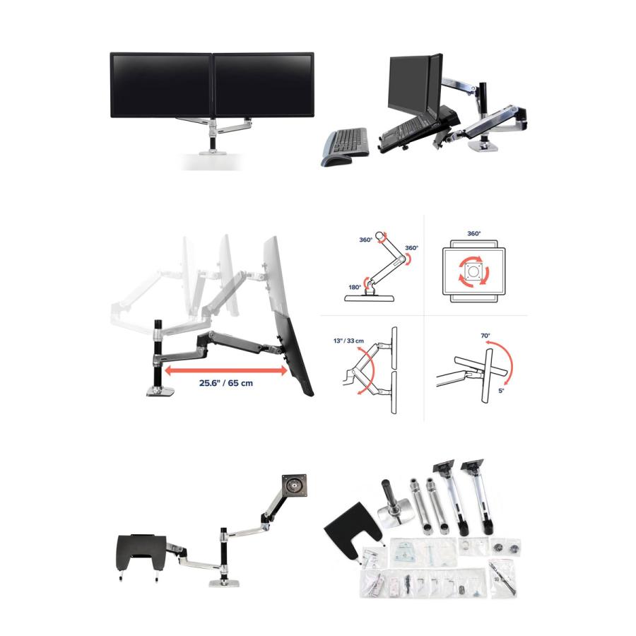 ERGOTRON LX モニターアーム マウント デュアル 45-248-026 Ergotron LX Vertical Stacking Dual Monitor Arm VESA Desk Mount