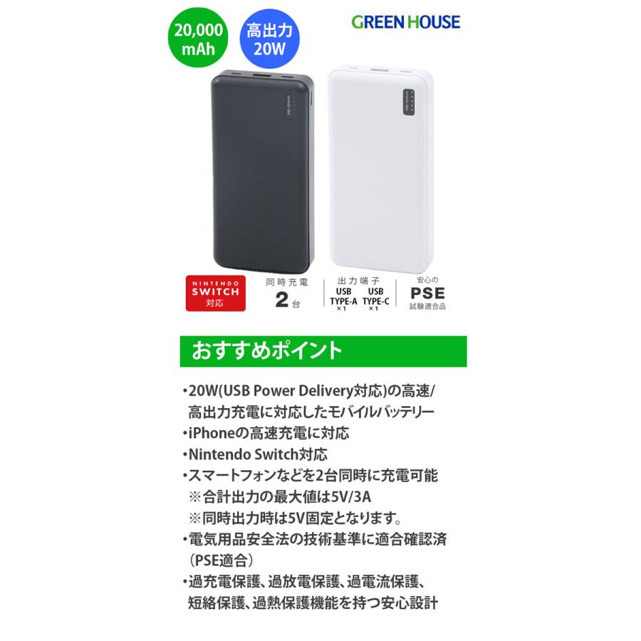 グリーンハウス モバイルバッテリー最安値 GREEN HOUSE（グリーンハウス） モバイルバッテリー 大容量 10000mAh