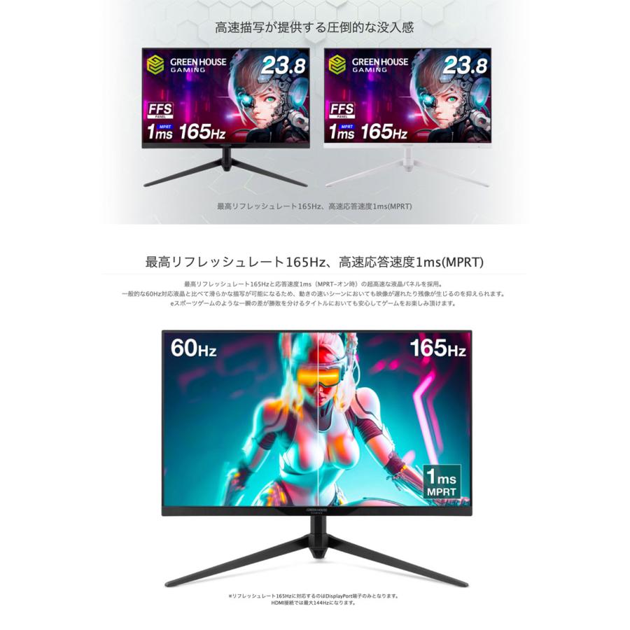 GREEN HOUSE（グリーンハウス） 23.8型 165Hz ゲーミングディスプレイ