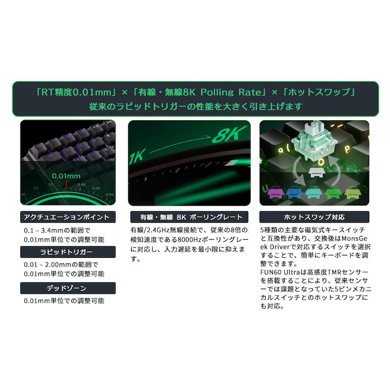 MONSGEEK MonsGeek FUN60 Ultra SP 有線 HE アルミニウムボディ
