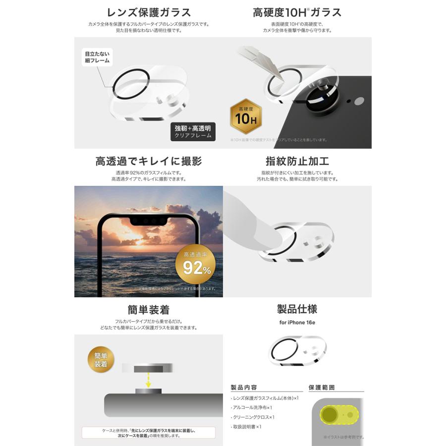 LEPLUS ルプラス iPhone 16e レンズ保護ガラスフィルム GLASS PREMIUM FILM 全面保護 高透過 LN-ISS24FGLEN | LEPLUS | 01
