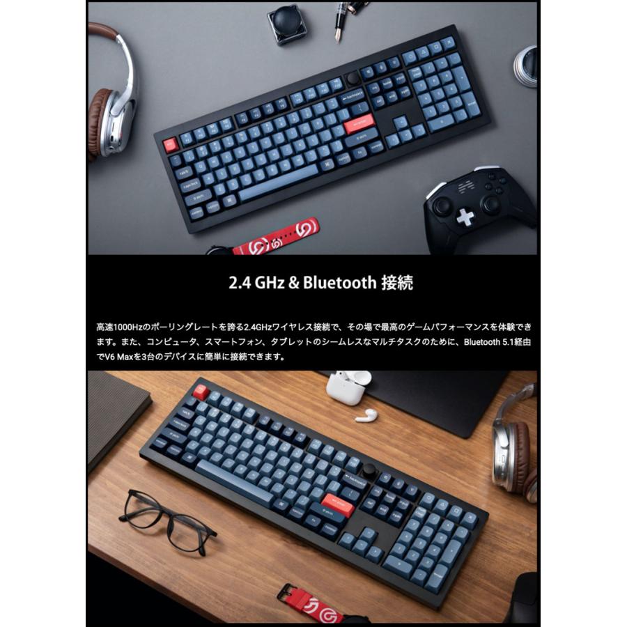 Keychron V6 MAX QMK Mac英語配列 ホットスワップ Gateron Jupiter スイッチ 茶軸 RGBライト カスタムメカニカルキーボード_2