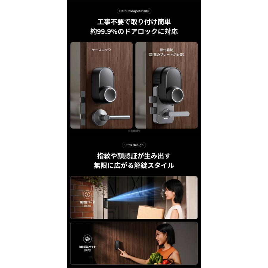 SwitchBot（スイッチボット） ドアロックUltra 顔認証セット＋ハブ3