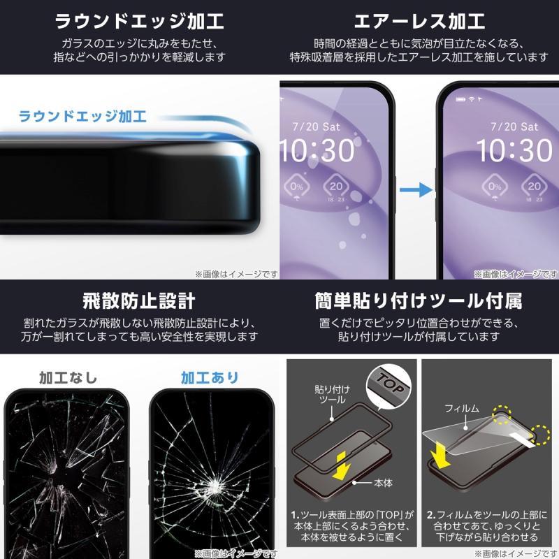 エレコム ELECOM iPhone 17 ガラスフィルム 動画映え 高透明 ダイヤモンドコート ブルーライトカット PM-A25AFLGARDBL | ELECOM | 02