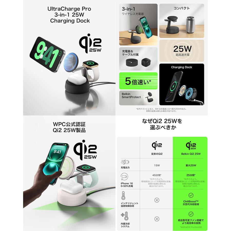 Belkin（ベルキン） BELKIN UltraCharge Pro Qi2 25W 3-in-1