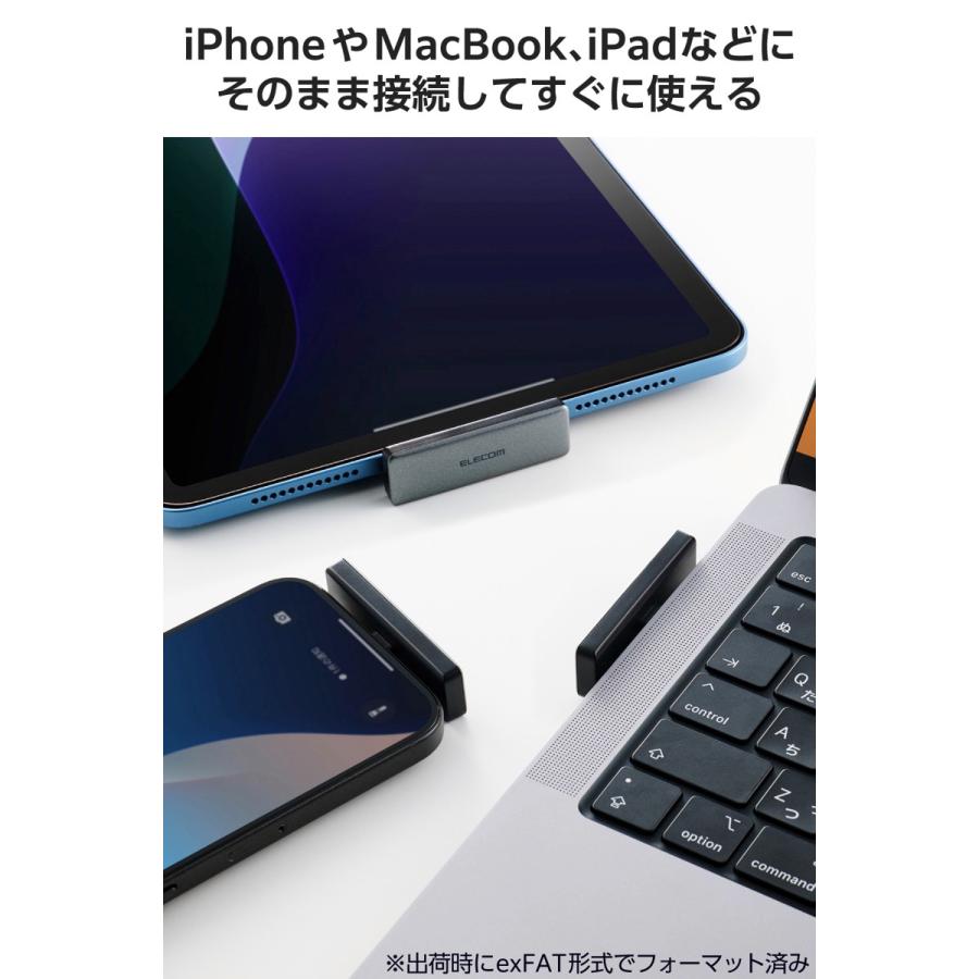 エレコム ELECOM 500GB 外付けSSD USB20Gbps対応 iPhone向け 超小型 直刺し Type-C グレー ESD-EPC0500GGY | ELECOM | 03