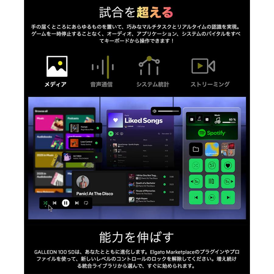 Corsair GALLEON 100 SD Stream Deck内蔵 有線 日本語配列 カナなし メカニカルキーボード コルセア CHR-912A31I-JPの画像