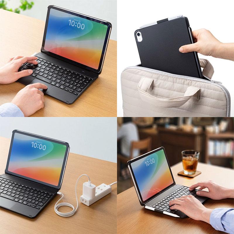 SANWA SUPPLY - SANWA サンワサプライ iPad A16 11時人 / 10.9in iPad 10 容れもの付き添い人 Bluetooth 5.1 鍵盤 タッチパッド内蔵 日本語申し合わせ SKB-BTIPAD5BK
