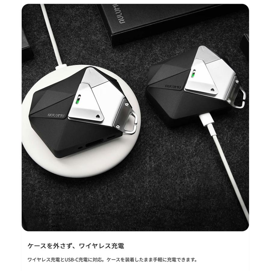 AULUMU A39 AirPods Pro 3 ケース ダイヤカット幾何学デザイン グレー