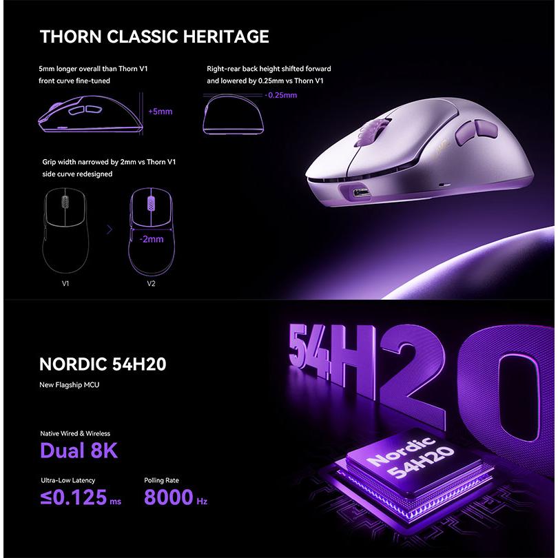 LAMZU ラムズ Thorn V2 ワイヤレスゲーミングマウス 8Kレシーバー付属
