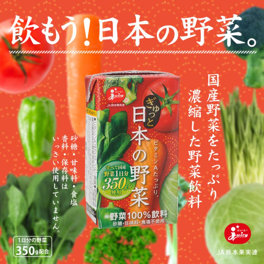 ジューシー ぎゅっと日本の野菜100％ [125ml紙×24本入] 国産100％ : JA