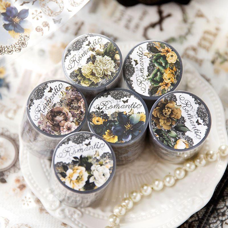 海外マスキングテープ　5点セット♡薔薇　蝶　ボタニカル　素材 コラージュ 素材 マスキングテープ マステ シール おしゃれ 花 英語