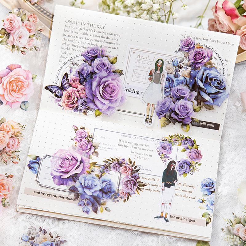 コラージュ 素材 マスキングテープ マステ シール バラ 薔薇 アジサイ