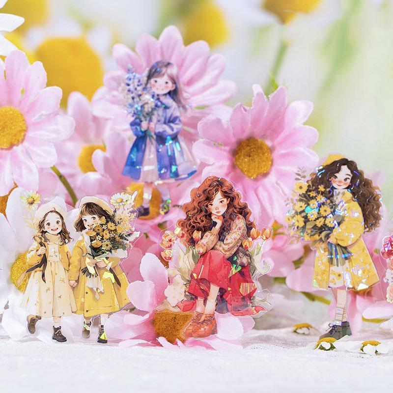 コラージュ 素材 マスキングテープ マステ 人物 女の子 女性 花束