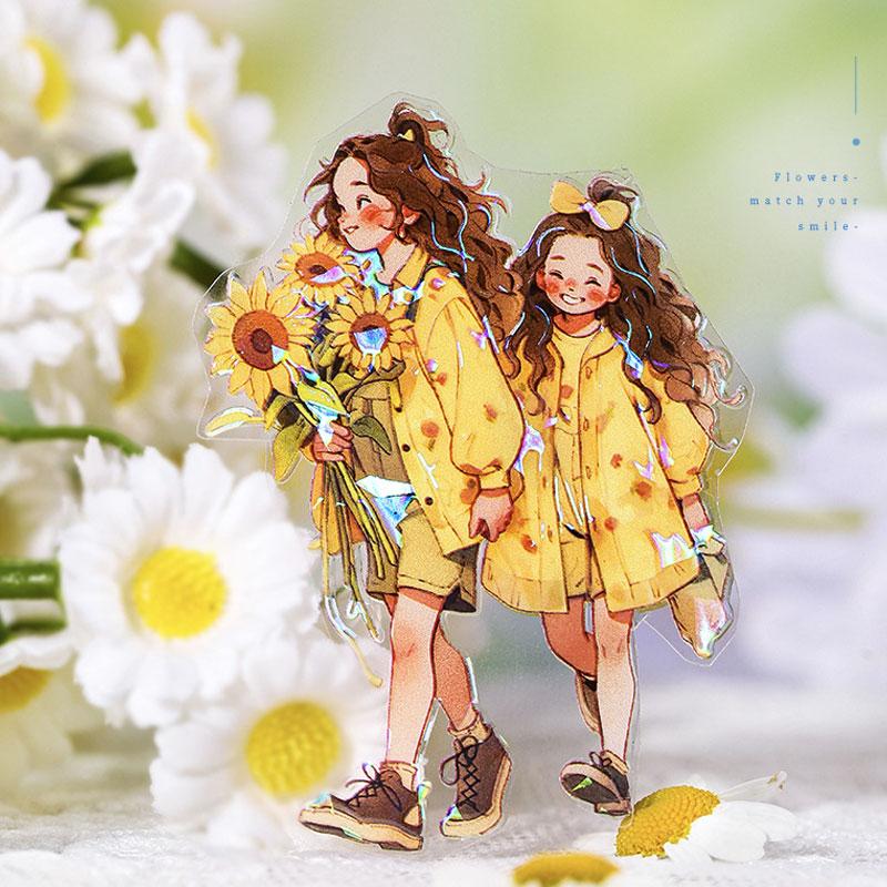 コラージュ 素材 マスキングテープ マステ 人物 女の子 女性 花束