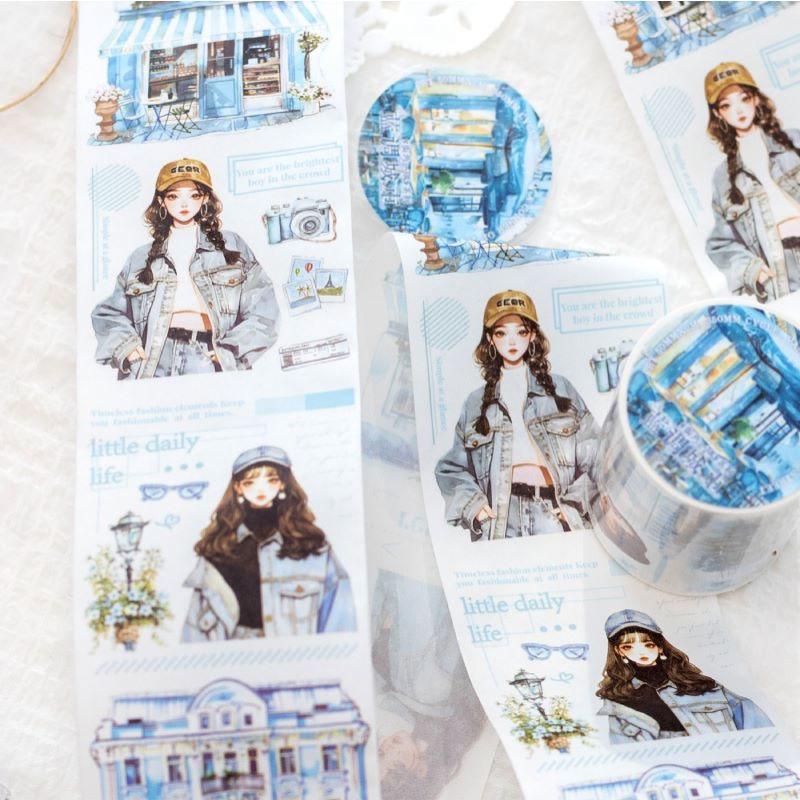 コラージュ 素材 マスキングテープ マステ 人物 女性 女の子 建物 風景