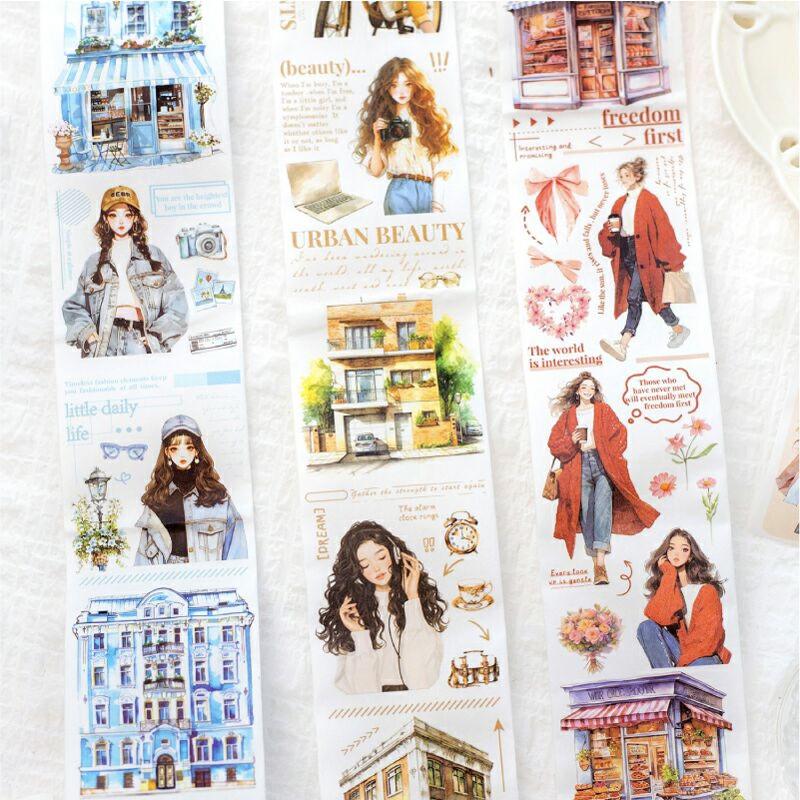 コラージュ 素材 マスキングテープ マステ 人物 女性 女の子 建物 風景