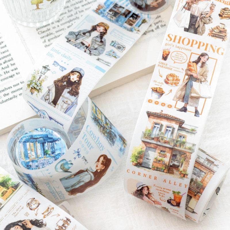 コラージュ 素材 マスキングテープ マステ 人物 女性 女の子 建物 風景