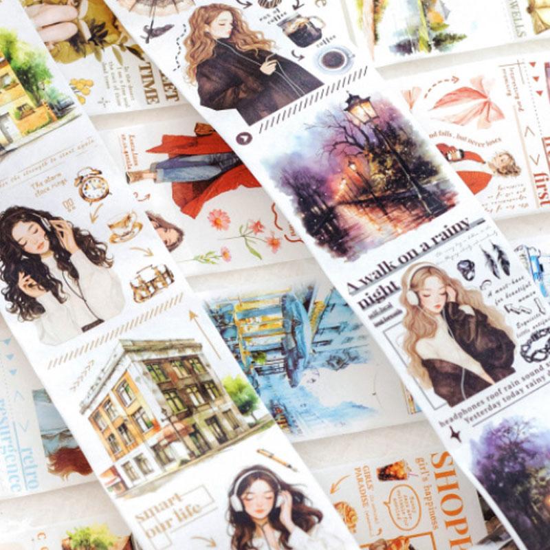 コラージュ 素材 マスキングテープ マステ 人物 女性 女の子 建物 風景