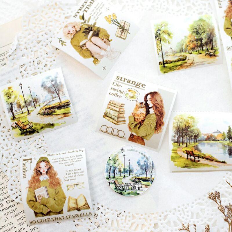 コラージュ 素材 マスキングテープ マステ 人物 女性 女の子 建物 風景