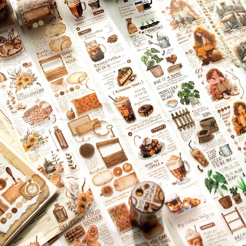 海外マスキングテープ巻売り 珈琲とスイーツ 装飾マスキングテープ人物マステ 海外マスキングテープ巻売り 珈琲とスイーツ 装飾マスキング