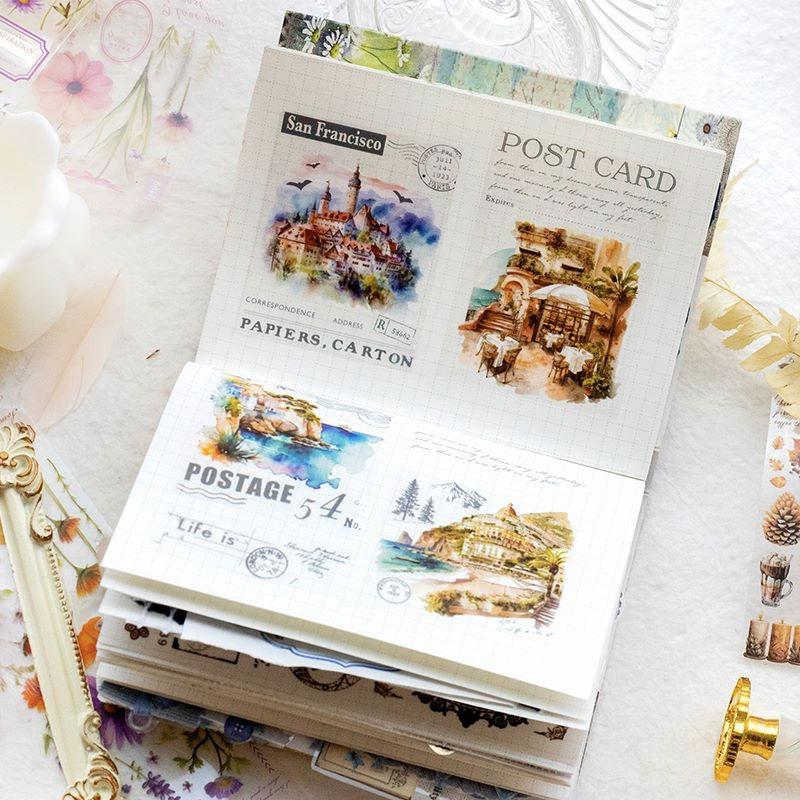 海外マスキングテープ巻売り コーヒーショップ 風景マスキングテープ人物マステ コラージュ 素材 マスキングテープ マステ コーヒー カフェ 風景 女性