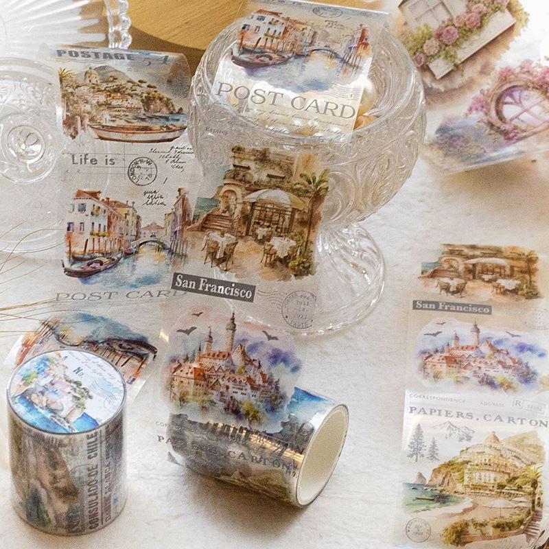 コラージュ 素材 マスキングテープ マステ コーヒー カフェ 風景 女性