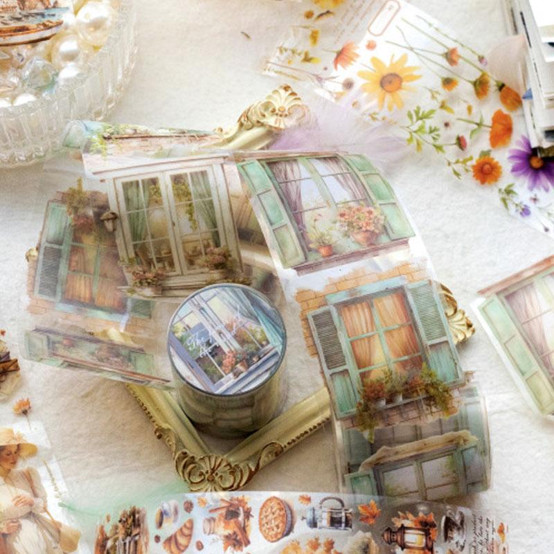 コラージュ 素材 マスキングテープ マステ コーヒー カフェ 風景 女性