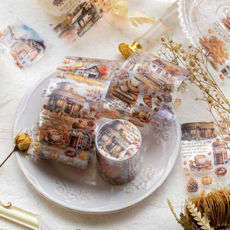 コラージュ 素材 マスキングテープ マステ コーヒー カフェ 風景 女性