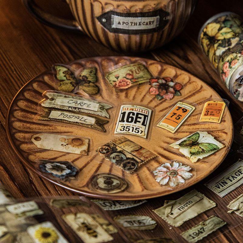 コラージュ 素材 ロールシール タグ ラベル 蝶 歯車 ジャンク