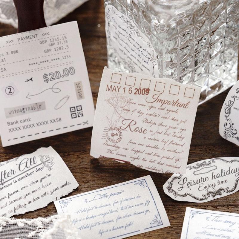 コラージュ 素材 マスキングテープ マステ 英字 英文 レシート 手紙