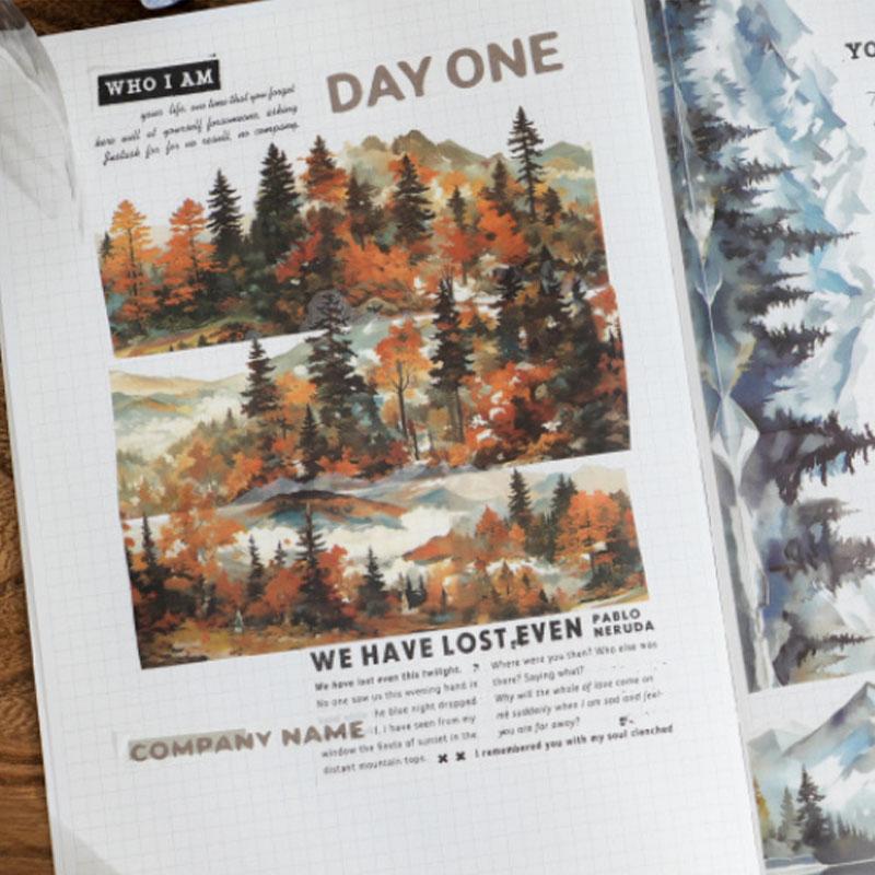 コラージュ 素材 ロールシール 風景 山脈 山 自然 ジャンクジャーナル