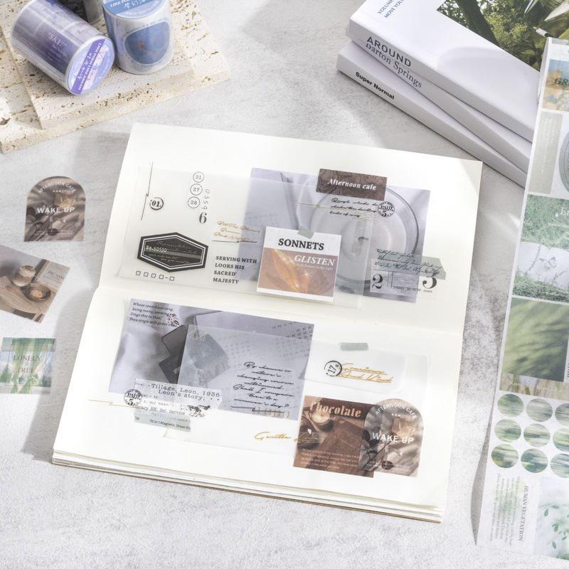 コラージュ 素材 ロールシール おしゃれ 手帳 英字 ジャンクジャーナル