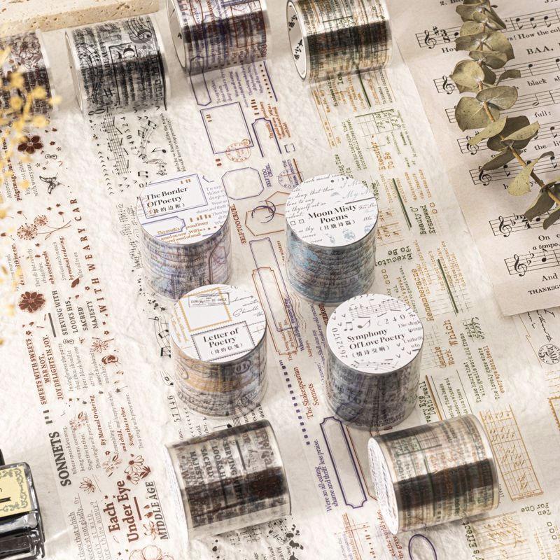 コラージュ 素材 マスキングテープ マステ 楽譜 英字 英語 フレーズ 額