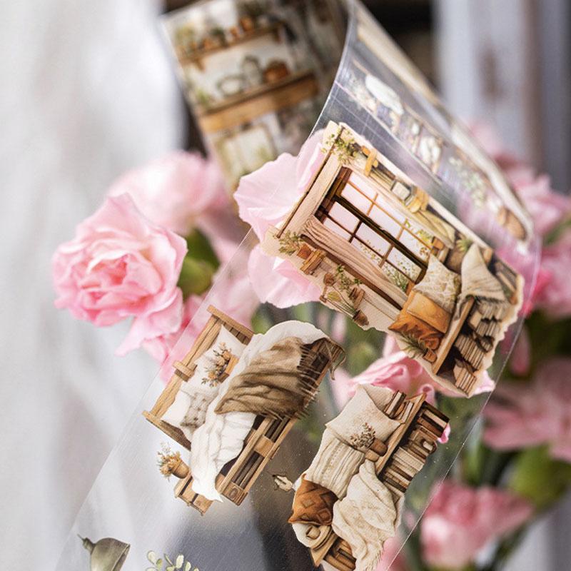 コラージュ 素材 マスキングテープ マステ 部屋 インテリア 本屋 本棚