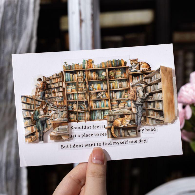 コラージュ 素材 マスキングテープ マステ 部屋 インテリア 本屋 本棚