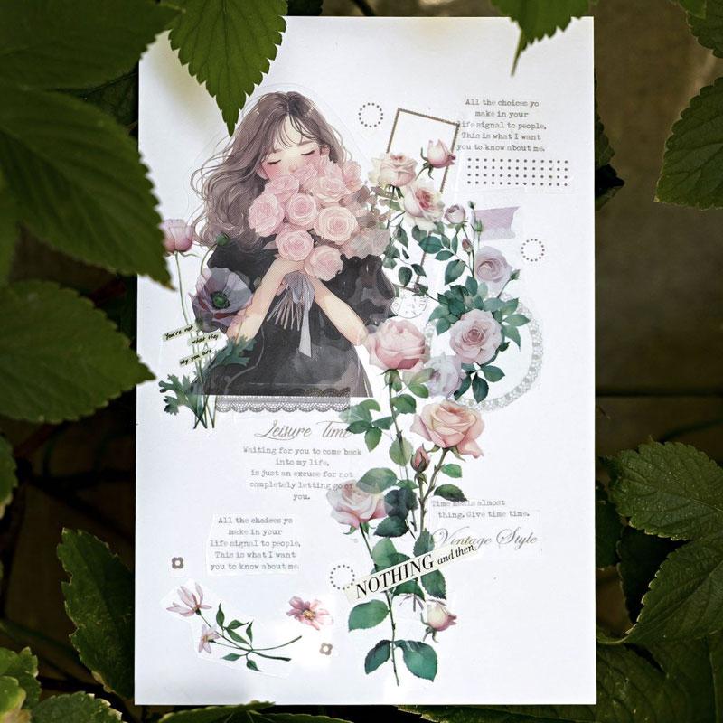 コラージュ 素材 マスキングテープ マステ 花 フラワー 植物 バラ 薔薇