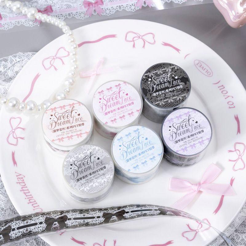 コラージュ 素材 マスキングテープ マステ リボン レース ピンク 黒